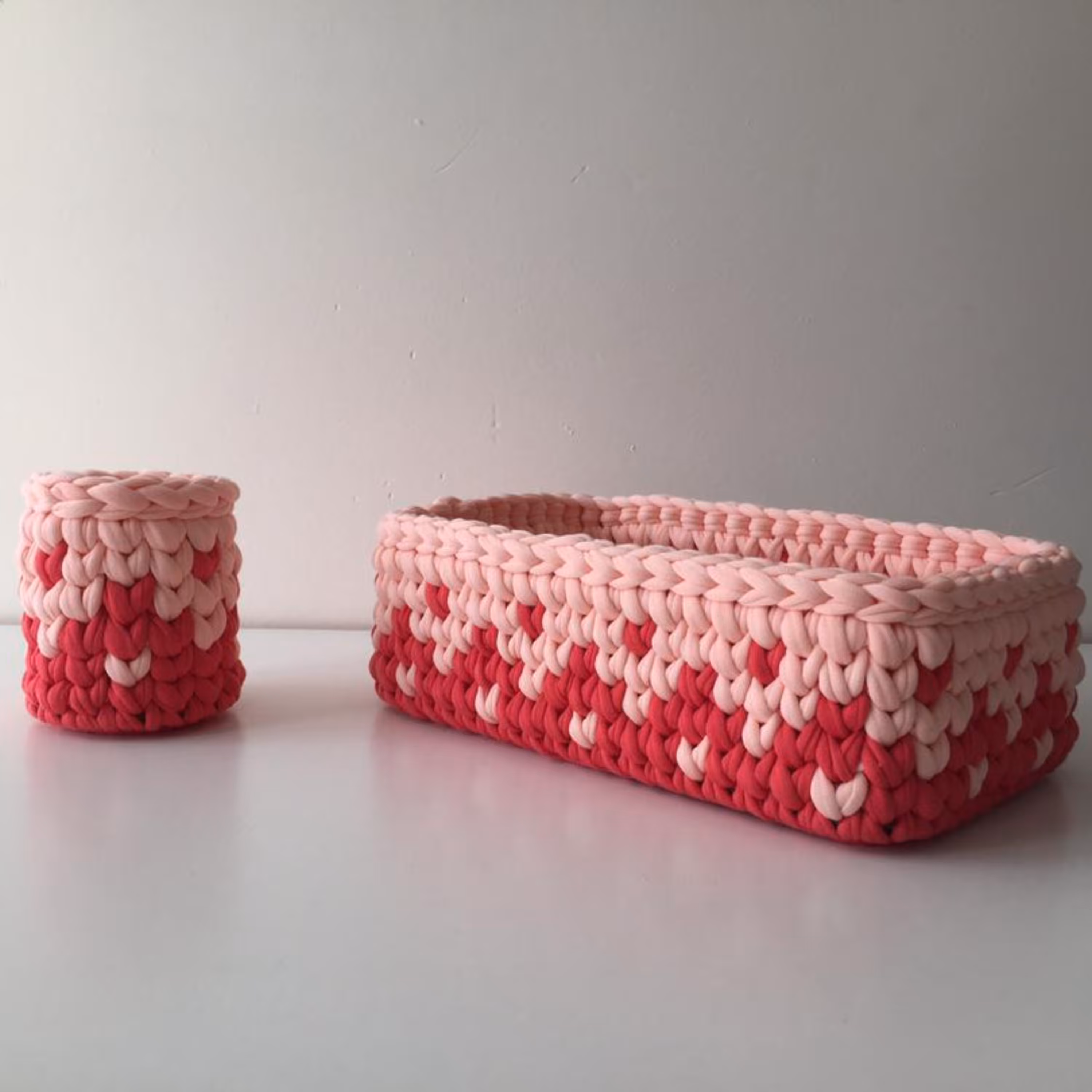 ست 2 عددی سبد تریکویی آرایشی استوانه و مستطیل