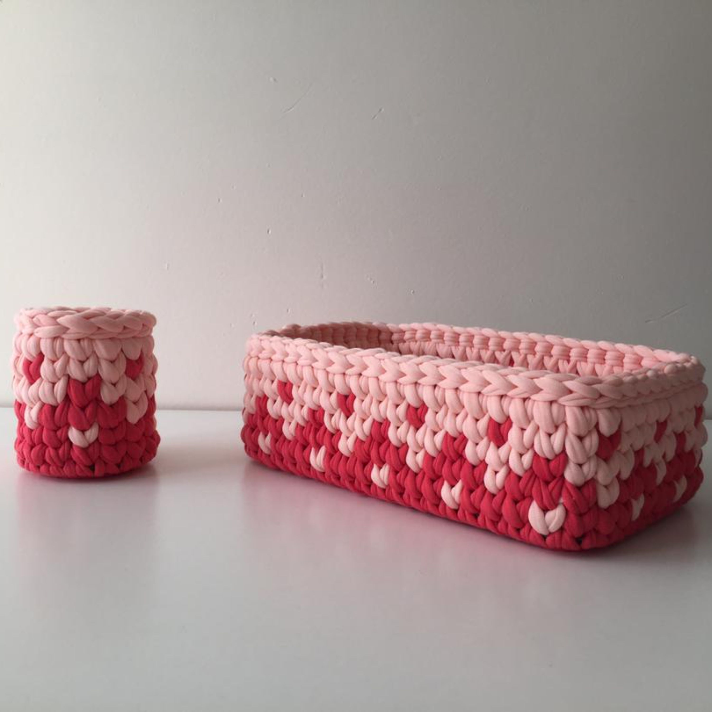 ست 2 عددی سبد تریکویی آرایشی استوانه و مستطیل