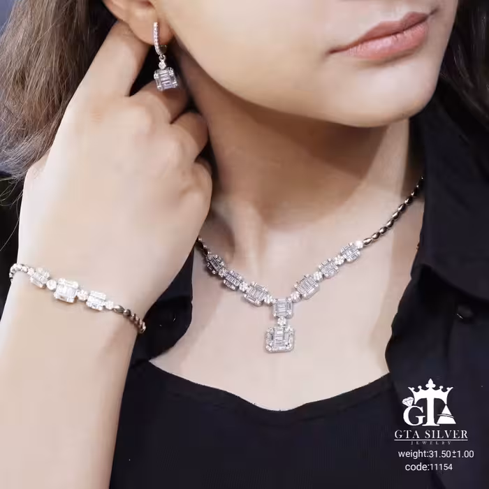 سرویس امرالدکات ظریف نقره 925 طرح جواهر ابکاری طلاضمانتی 