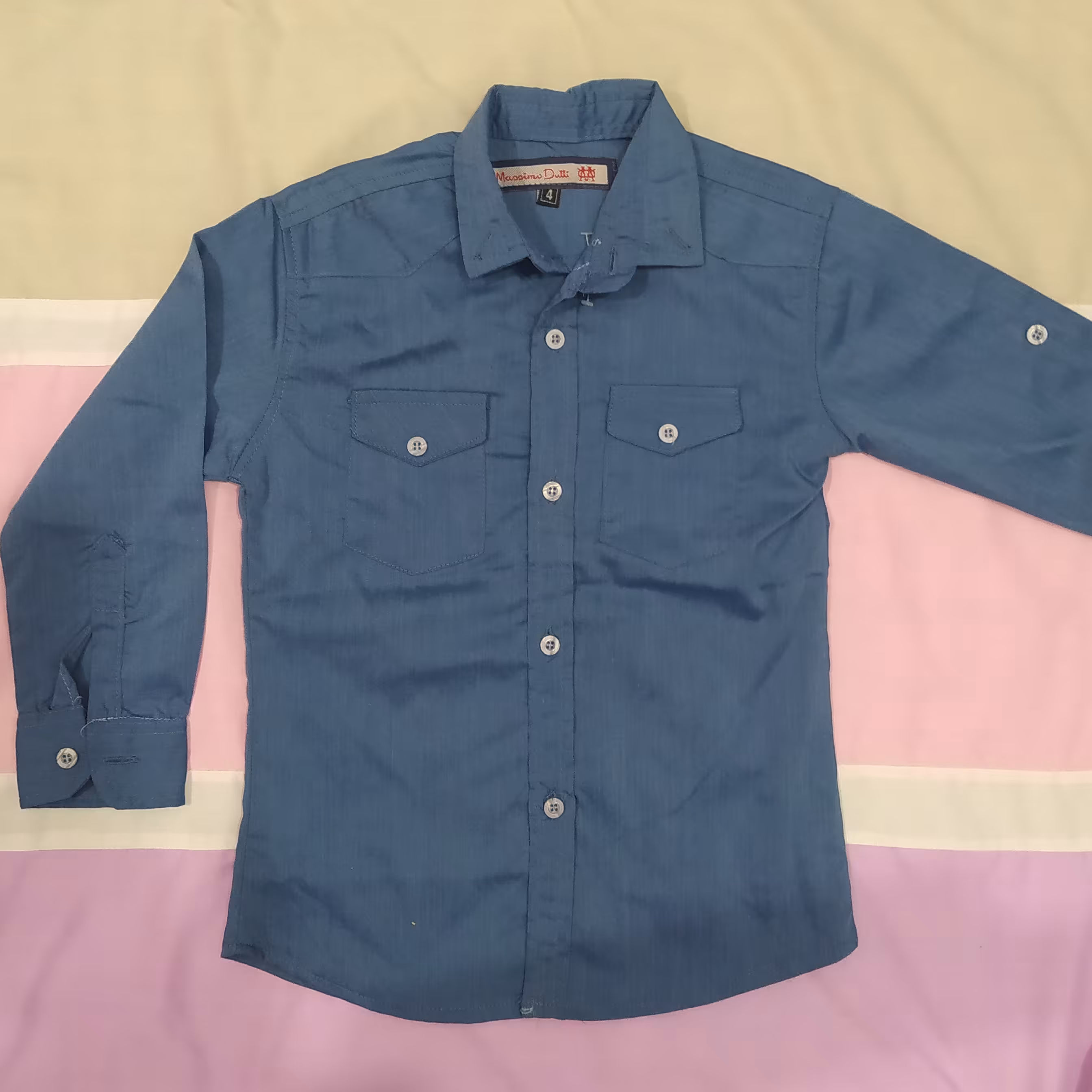 پیراهن پسرانه تترون ساده یقه برگرد سایز  45  ارسال رایگان 