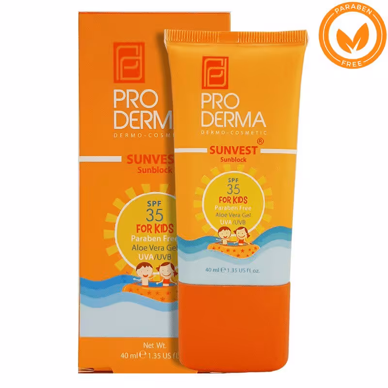 کرم ضدآفتاب کودکان SPF35 پرودرما فاقد جاذب های شیمیایی