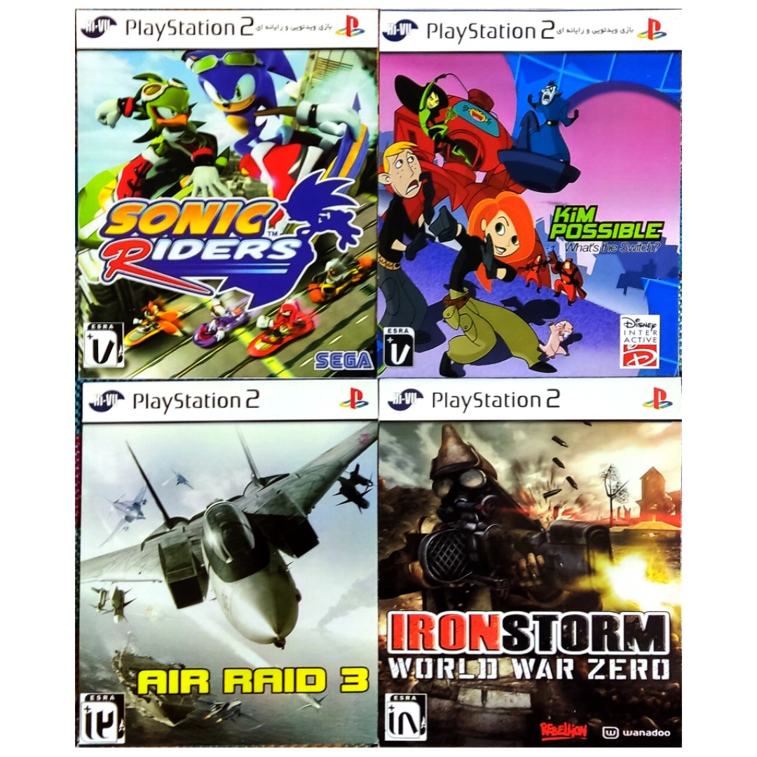 پک 4 بازی ps2 - sonic riders - kim possible - iron Storm - air raid 3