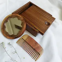 ست آینه و شانه دستساز به همراه جعبه چوبی هدیه چوبینک