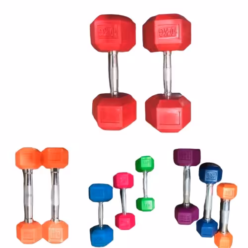 دمبل 6 ضلعی (6 گوش) تمام رنگی جفتی