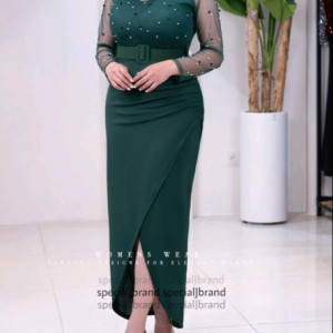 پیراهن شب زنانه کرپ مدل ماکسی مجلسی