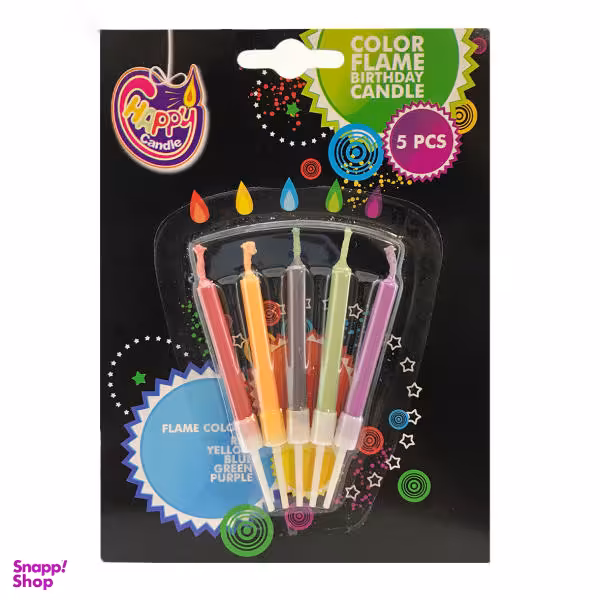 شمع مدل رنگی سوز بسته 5 عددی