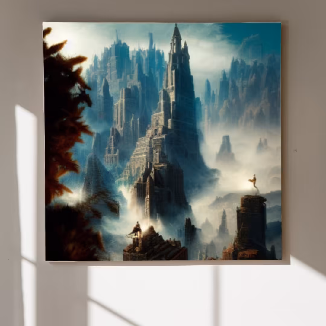 تابلو دکوراتیو کوهستان در مه سایز 30در 30 (ابعاد مختلف موجود هست)