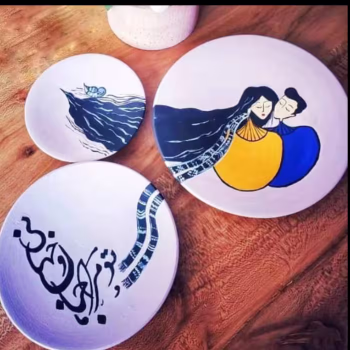 ست 3 عددی بشقاب دیوارکوب زن ومرد فانتزی با تاریخ 