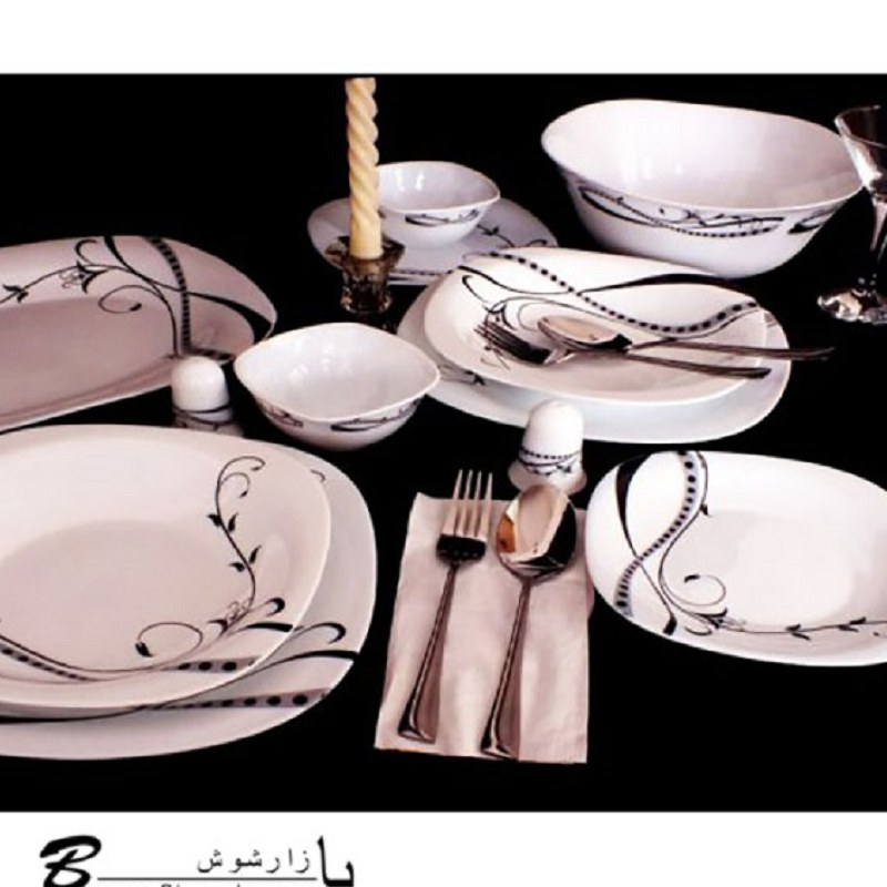 سرویس غذاخوری 28 پارچه پارس اپال طرح ورتکس قالب مربع