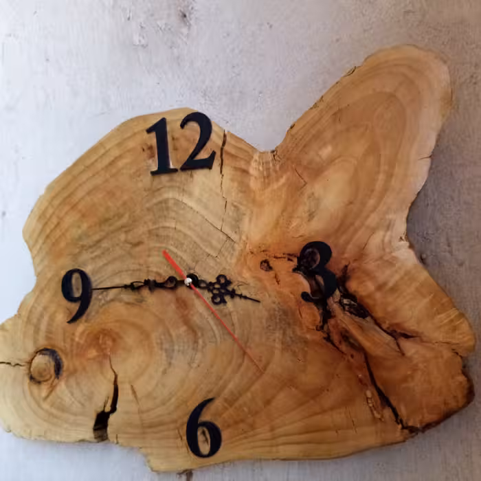 ساعت دیواری چوبی با چوب توت با موتور آرام گرد 