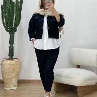 ست دو تکه کت شلوار کتان مروارید 69207