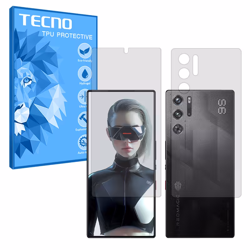 گلس صفحه نمایش و پشت گوشی زد تی ای Nubia Red Magic 9S Pro مدل هیدروژلی مات برند تکنو کد SS