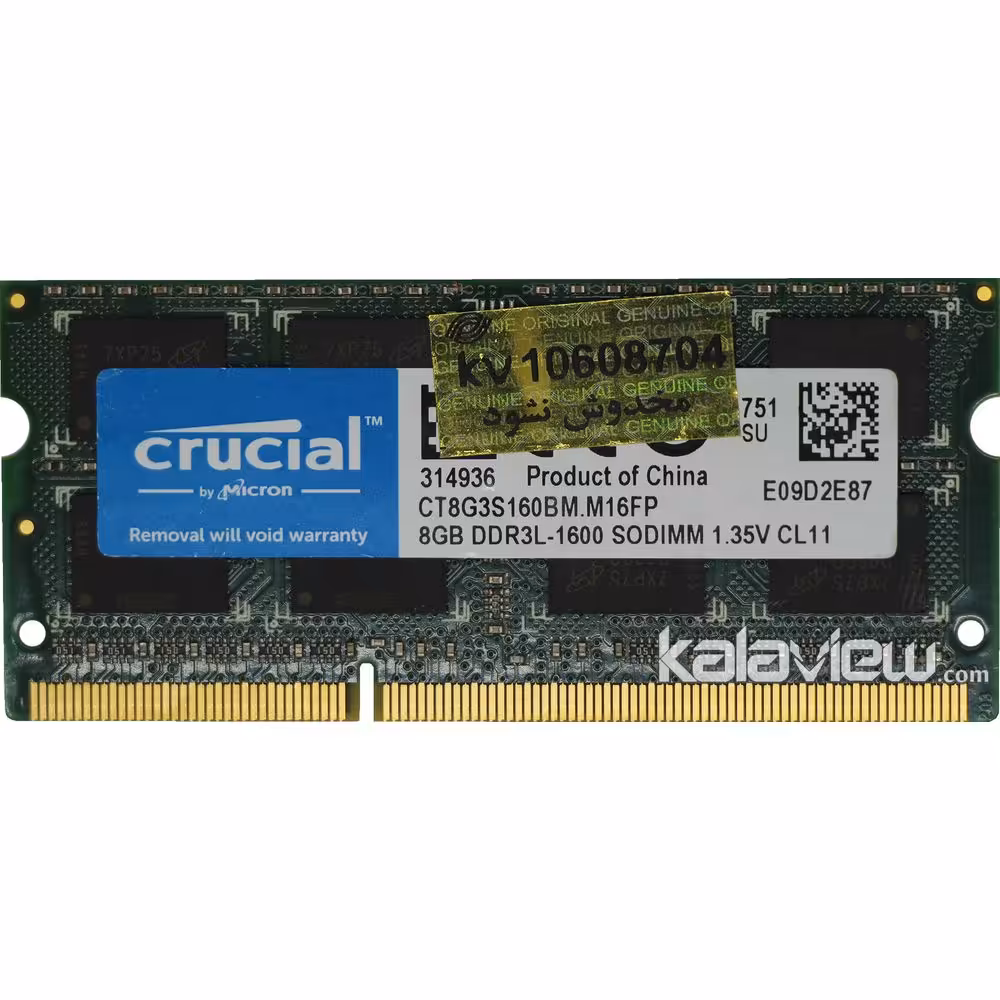 رم لپ تاپ کروشیال 8GB مدل DDR3L باس 1600MHZ-12800 چین CT8G3S160BM.M16FP (CHN) تایمینگ CL11