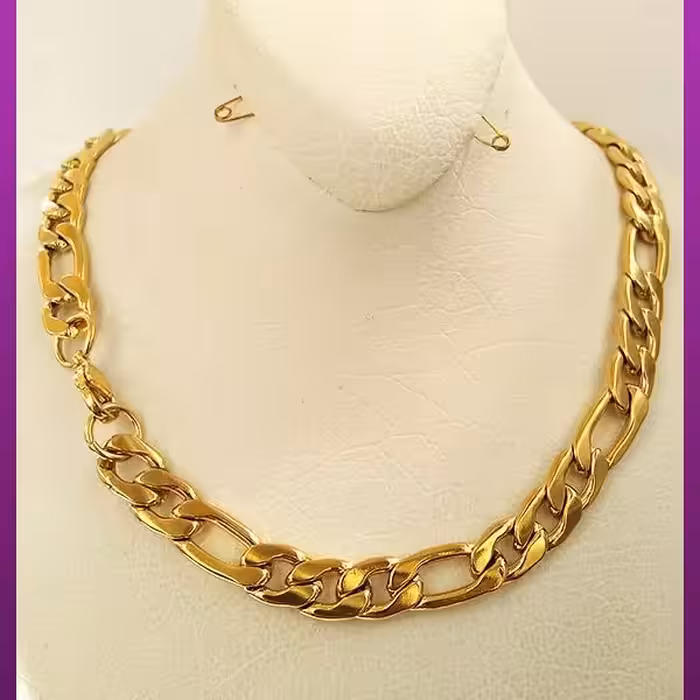 زنجیر کارتیه فیگارو طلایی استیل