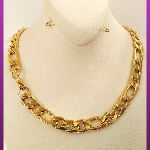 زنجیر کارتیه فیگارو طلایی استیل