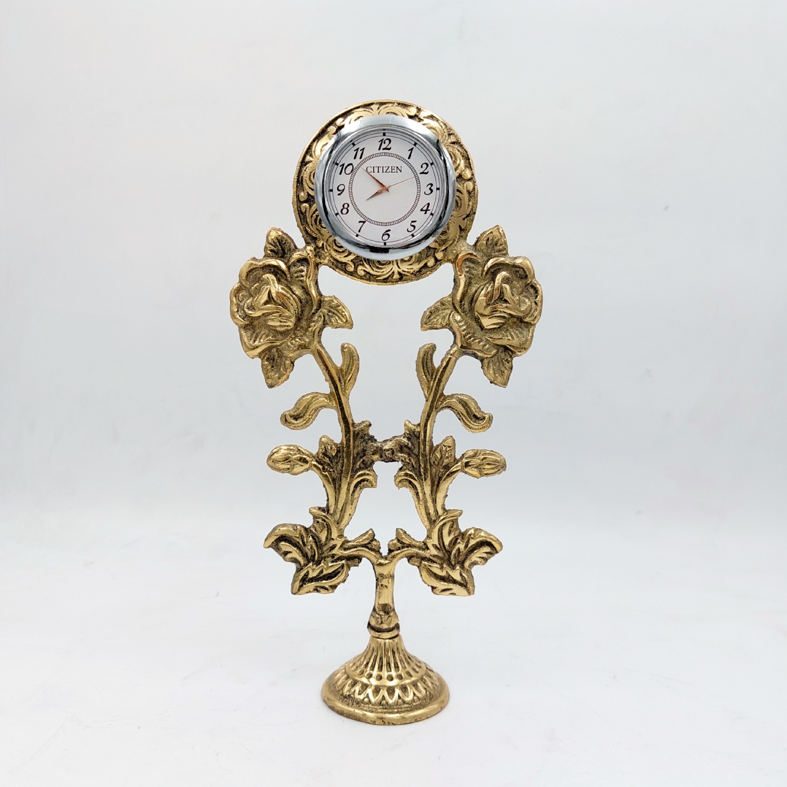 ساعت رومیزی برنزی طرح گل رز