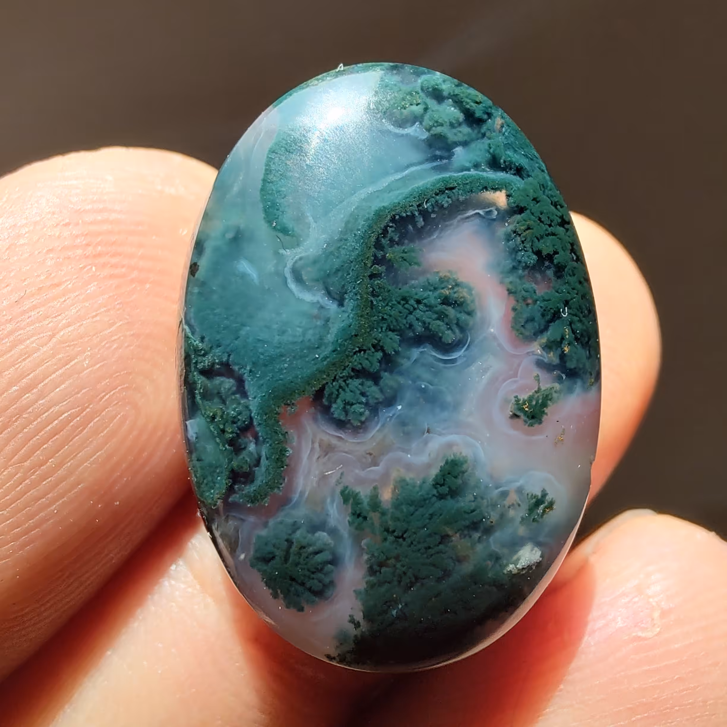 نگین عقیق سبز خزه ای