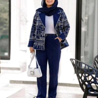 کت و شلوار کرپ اسکاچی مدل هندسی