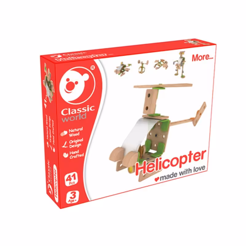 هلیکوپتر اسباب بازی چوبی Classic World مدل 3904