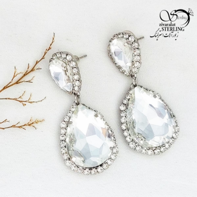گوشواره آویز سنگ جواهر با کد 12200