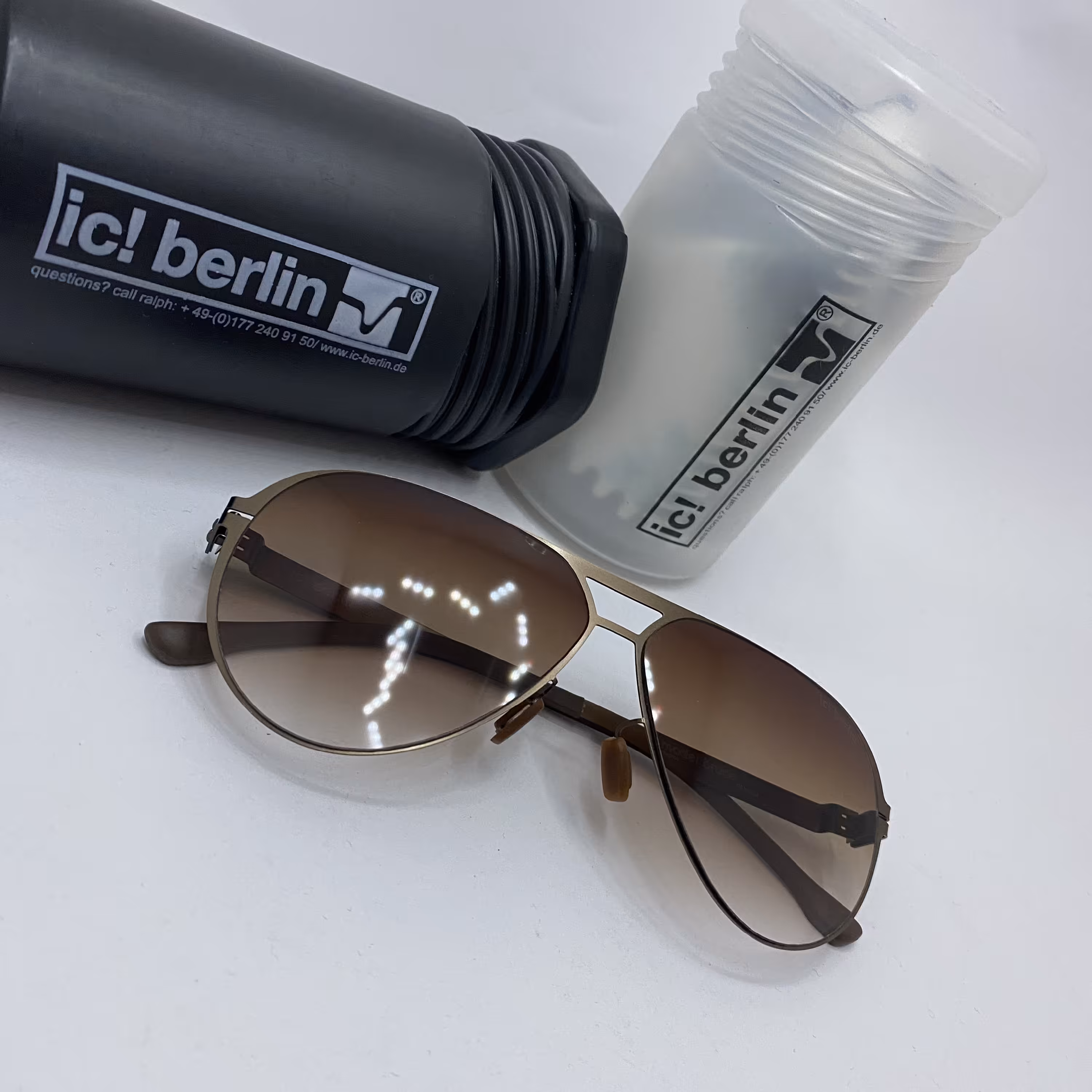 عینک آیس برلین خلبانی قهوه ای با پک کامل 