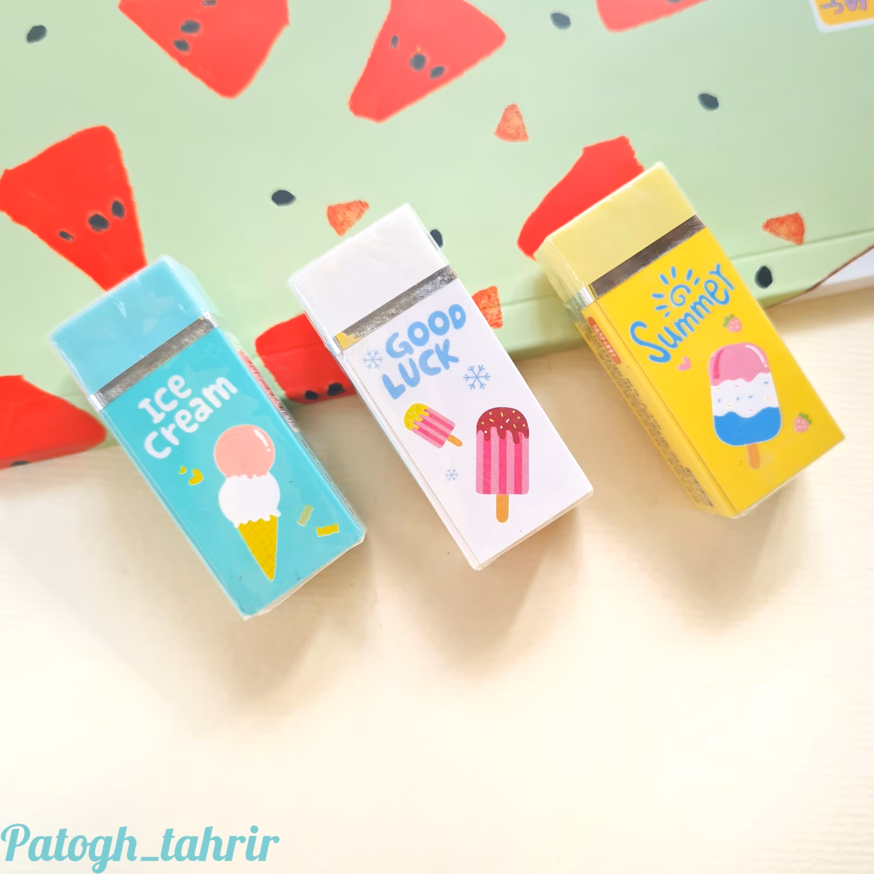 پاکن فانتزی ژله ای باکیفیت طرح  بستنی در سه رنگ سفید،آبی،زرد