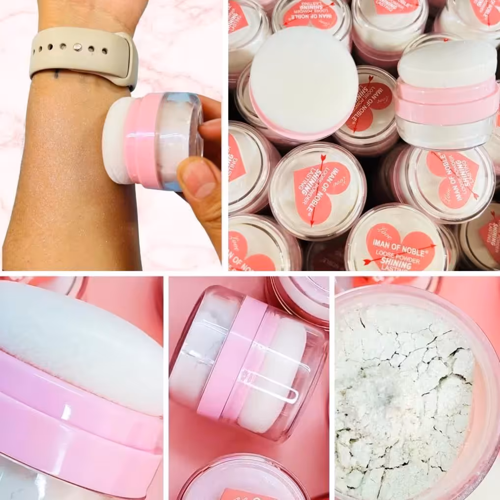 پک 4 عددی شیمر و هایلایتر پد دار کاسه ای بدن و صورت ایمن آف نوبل شاین بسیار بالا بافت پودری ماندگاری طولانی 