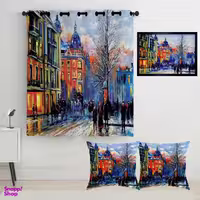 پرده رنس مدل S2-41031 به همراه تابلو و کوسن
