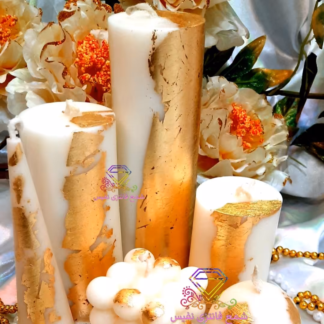 ست شمع ورق طلا.  مناسب برای تزئین منزل .نمونه ی پرطرفدار 