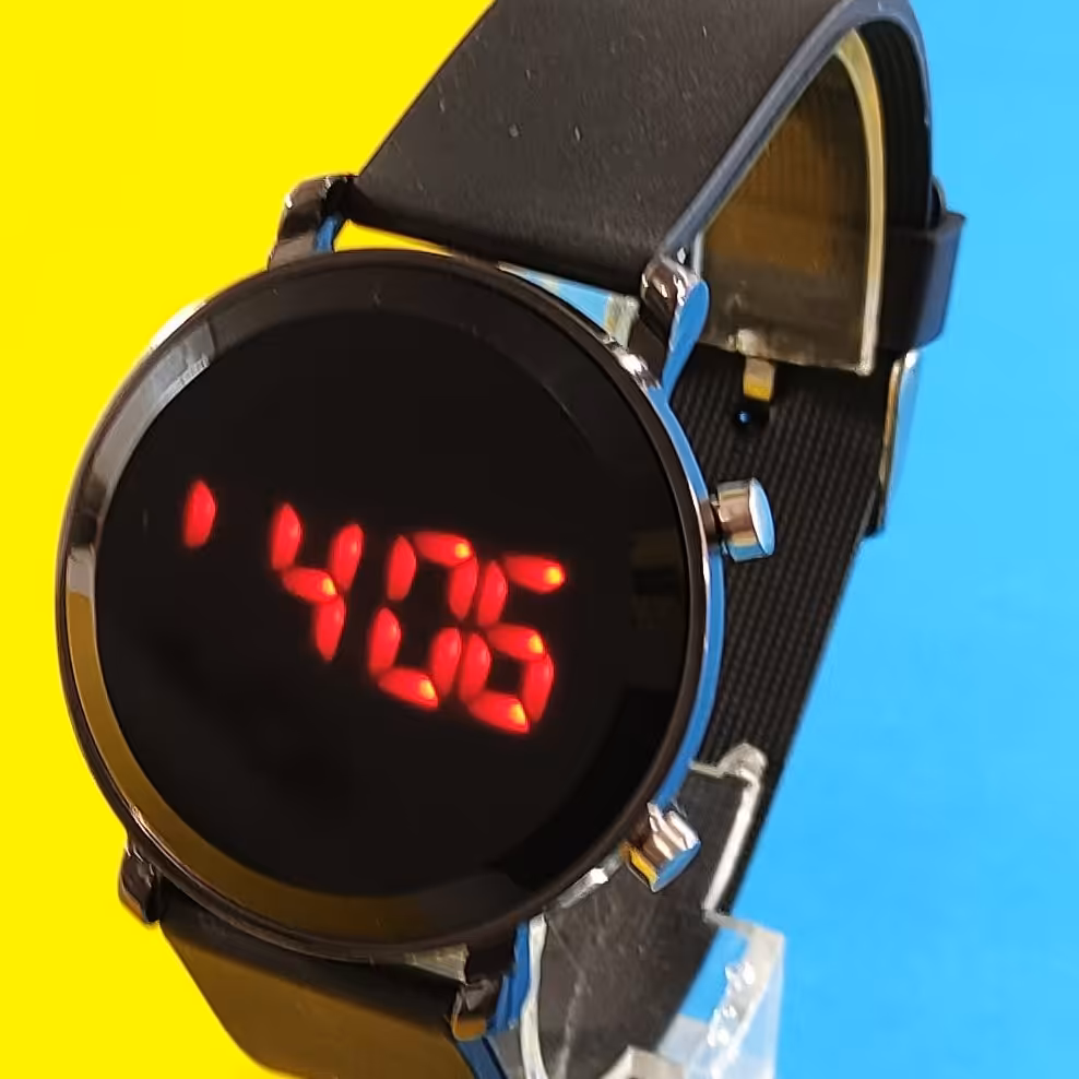 ساعت ال ای دی بندسلیکونی گرد مشکی