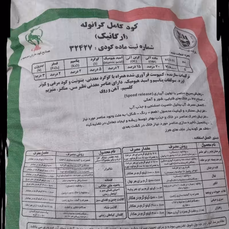 کود پیاز (گرانوله )کاملا ارگانیک 100 کیلو دو کیسه 50 کیلویی کرایه پی از دریافت بار توسط مشتری پرداخت میشود 