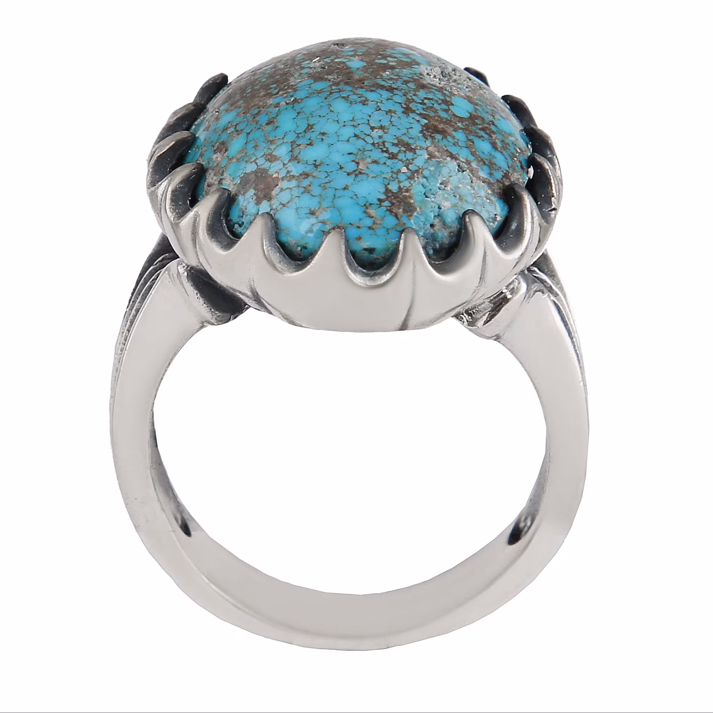 انگشتر نقره مردانه بازرگانی میلادی مدل فیروزه طبیعی رکاب دست ساز کد AM2981