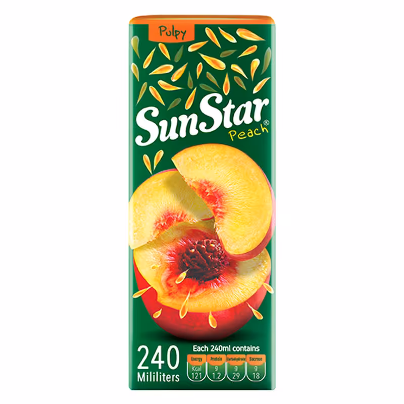 آبمیوه هلو سان استار - 240 میلی لیتر بسته 36 عددی