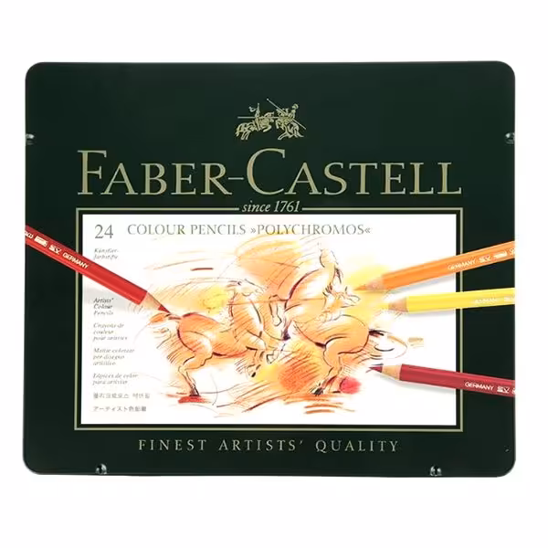 مداد رنگی 24 رنگ جعبه فلزی فابر کاستل Faber-castell مدل پلی کروموس Polychromos