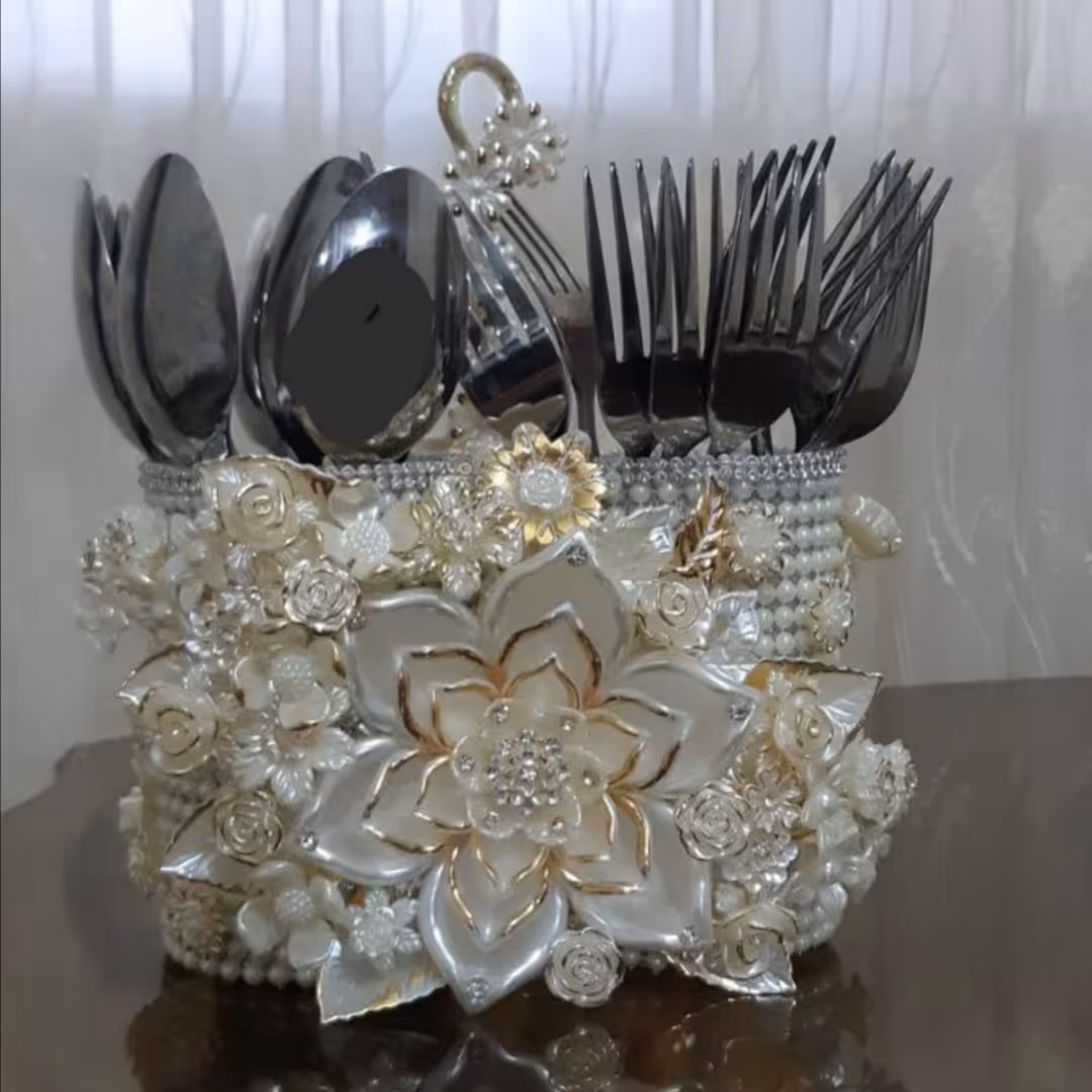 جاقاشقی وجا چنگالی زیبا با گل های کریستال😍😍
