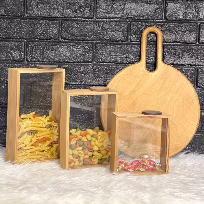 بانکه  حبوبات سه سایز   چوبی 