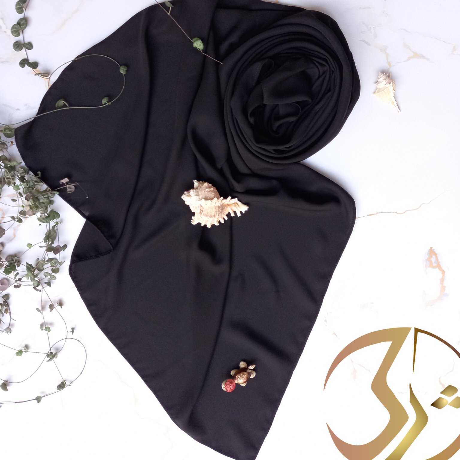 روسری کرپ حریر مشکی