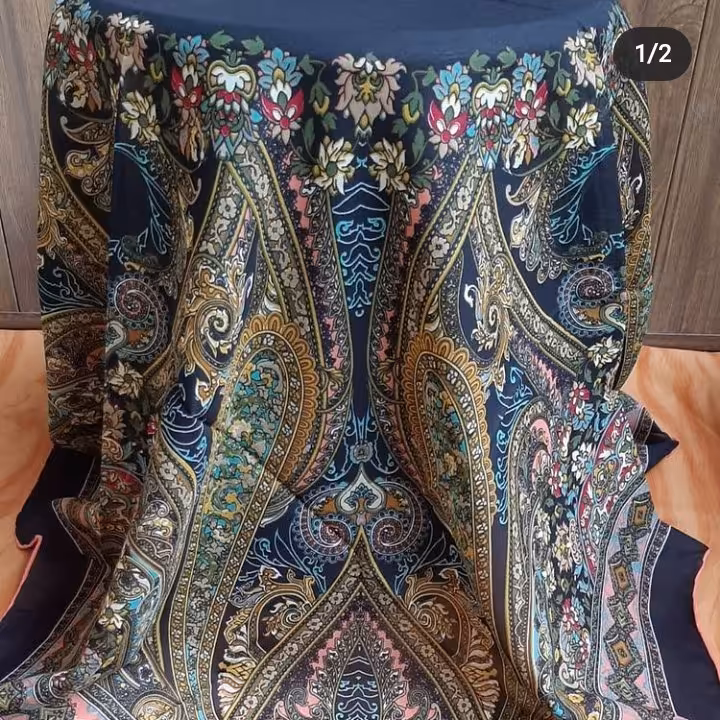 روسری حریر نخ سورمه ای