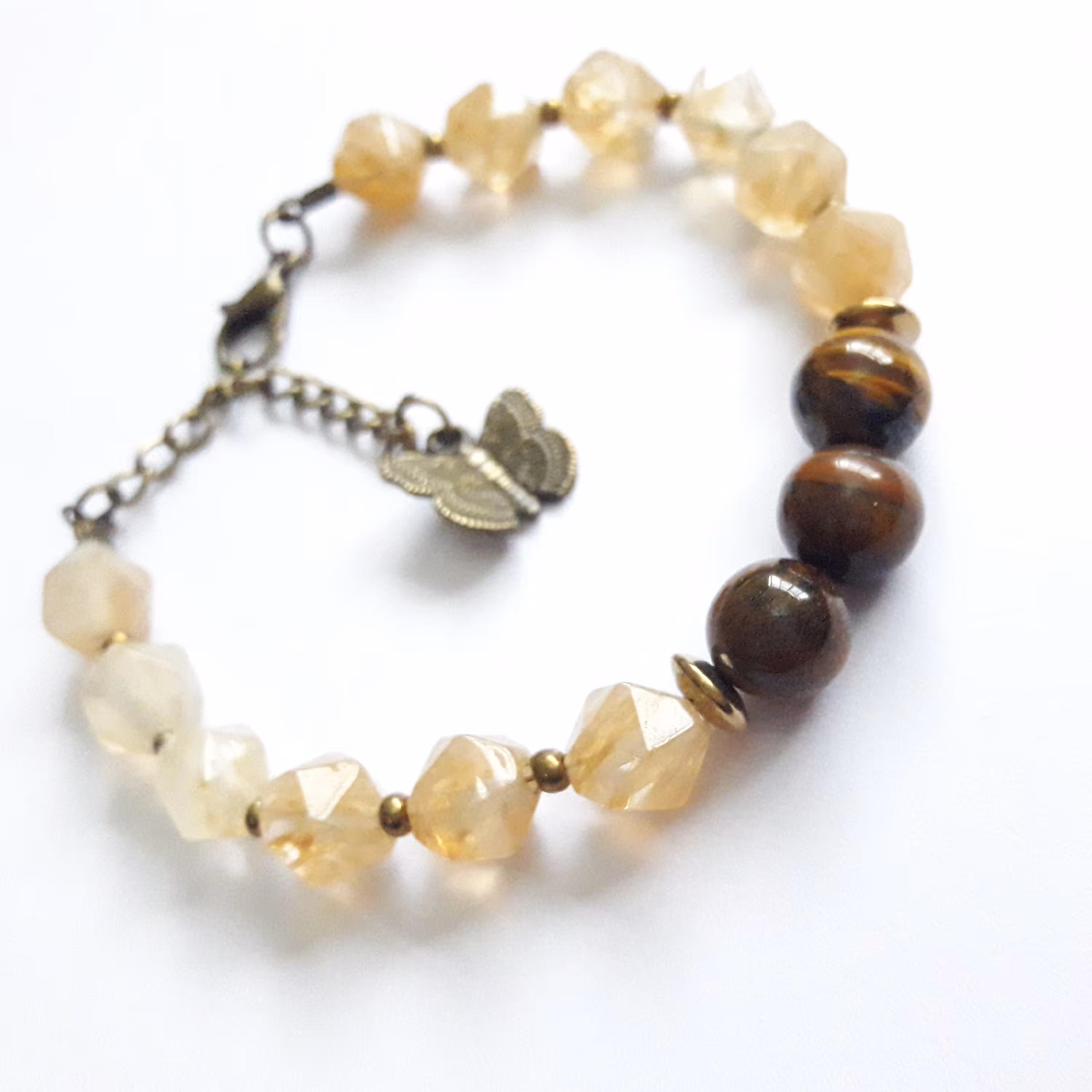 دستبند تک ردیفه سنگ سیترین و چشم ببر