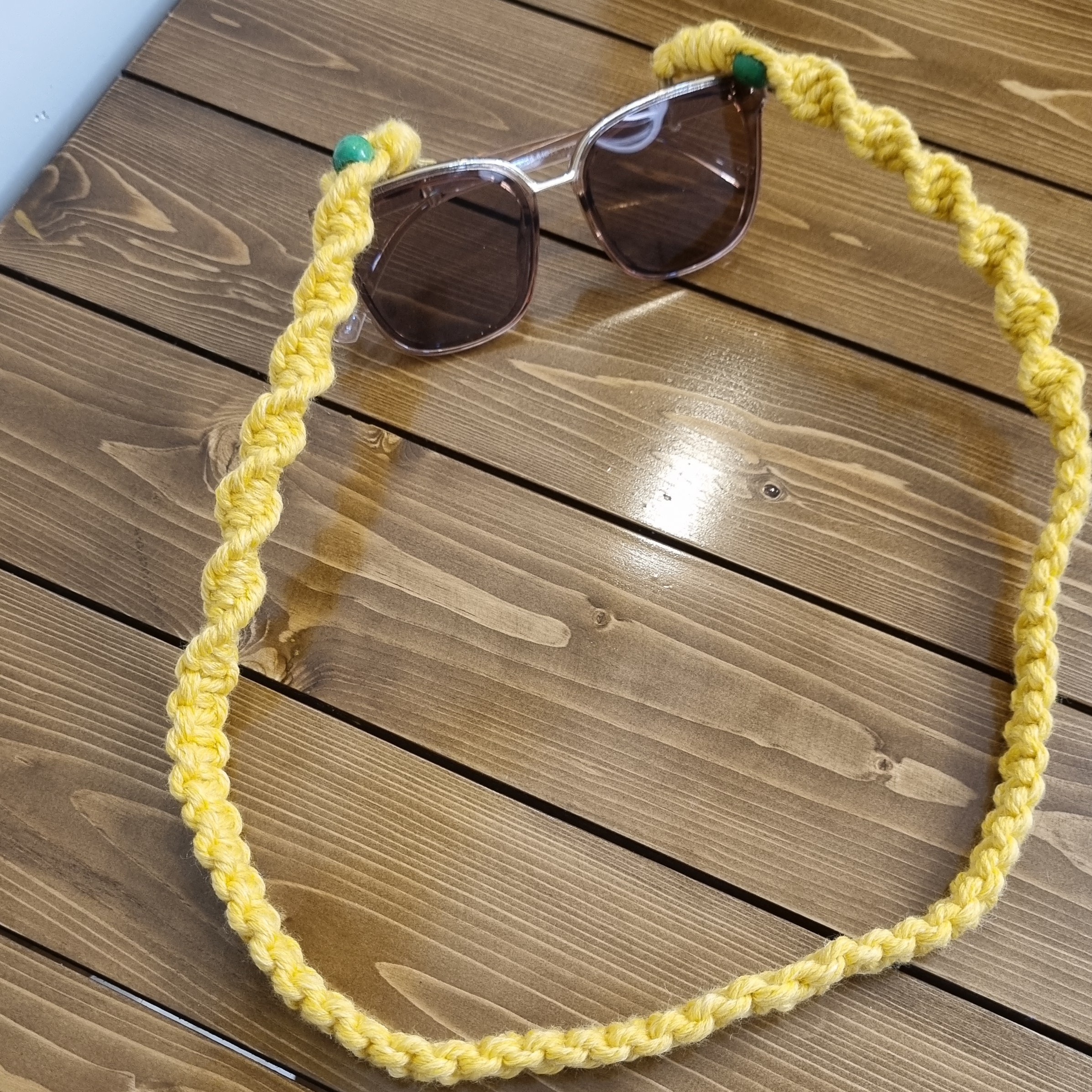 بند عینک مکرومه،78سانت،رنگ لیمویی