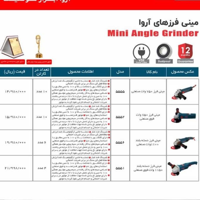 مینی فرز -اروا750 وات 5557