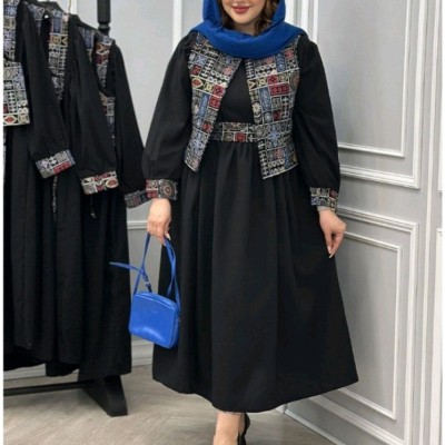 پیراهن مهمانی زنانه کرپ مدل سارافون مازاراتی کش و ژیله تافته عطیه