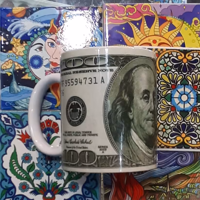 ماگ طرح دلار(100دلاری) 
