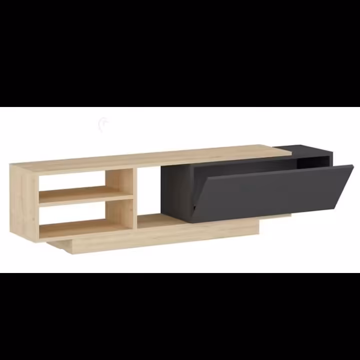 میز تلویزیون ام دی اف مشکی سوپر مات  و گردویی جنس درجه یک