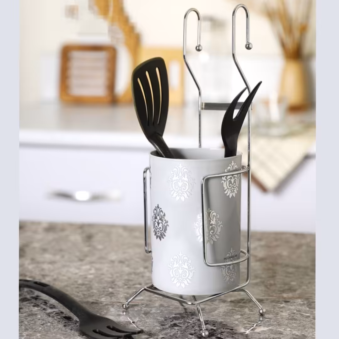 جاقاشقی آویز طرح فلاور  با رگه طلایی رنگ طوسی و مشکی 