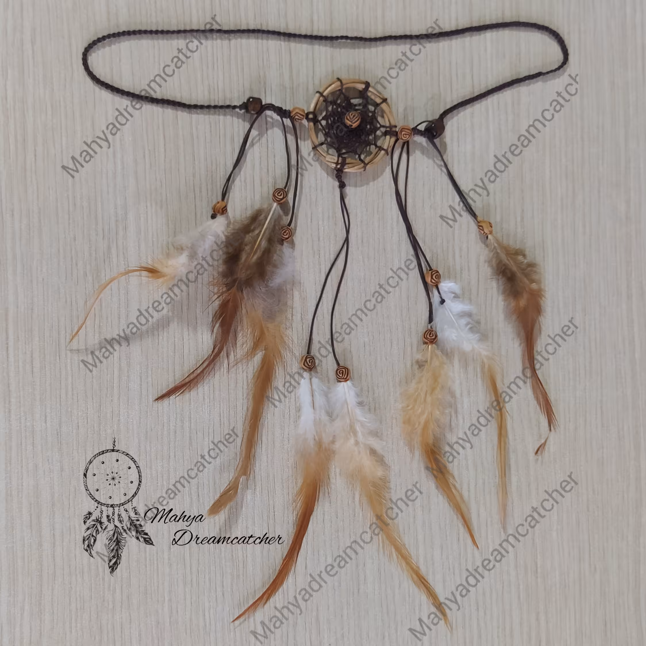 سربند  جذاب با پرهای رنگ طبیعی   دریمکچر  قهوه ای مخصوص فرمالیته و عکسبرداری کد18