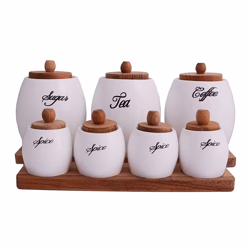 سرویس جا ادویه(پا سماوری)  9 پارچه چوب چینی مدل ونیز