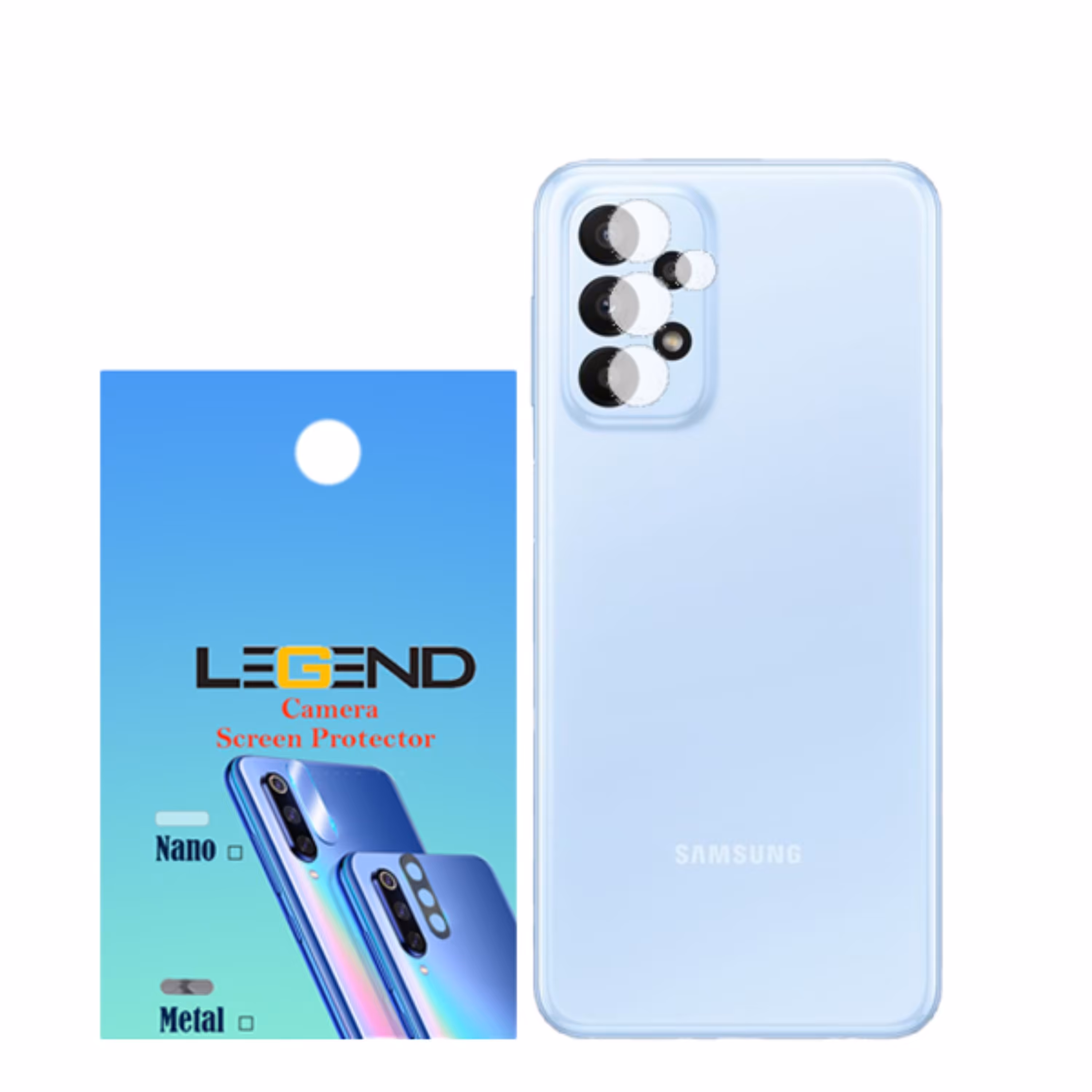 محافظ لنز دوربین لجند مدل نانوگلس مناسب برای موبایل سامسونگ Galaxy A23 