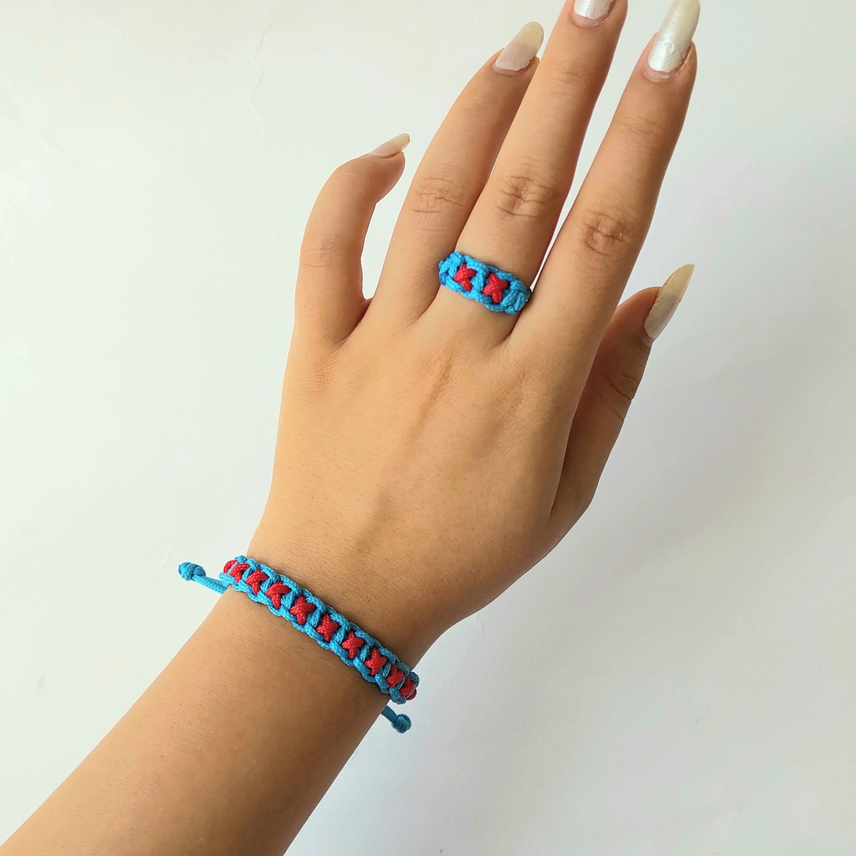 ست دستبند و انگشتر دورنگ