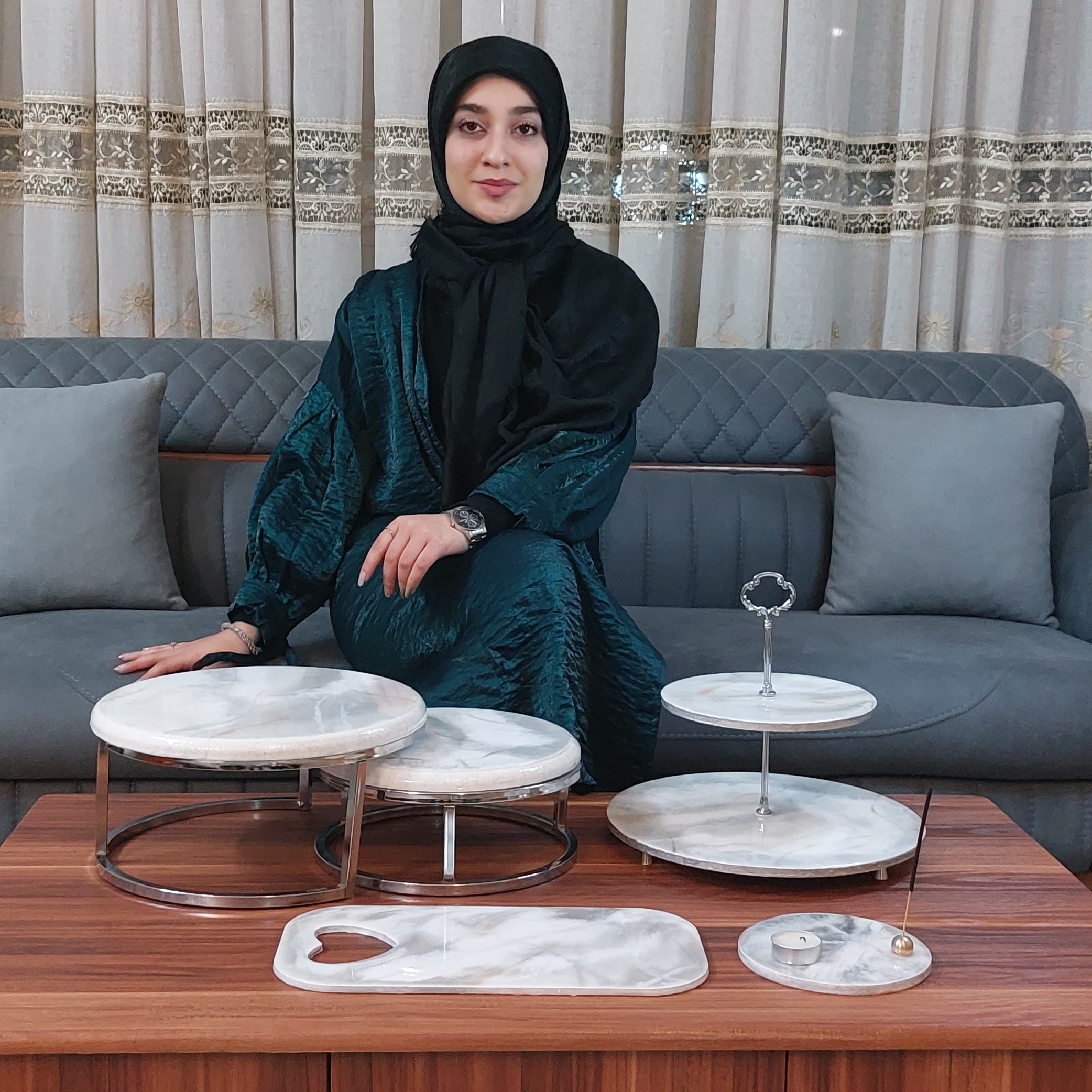 تخته سرو طرح سنگ مرمر (جنس رزین و ام دی اف ) رنگ ثابت ضدآب نشکن و دستساز
